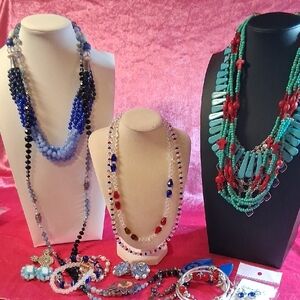 Blue Tones Crystal, Glass, Stone Lot